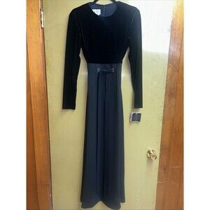 Women’s Formal Vintage Black David Warren New York Long Sleeve Dress, Sz 6, NWT